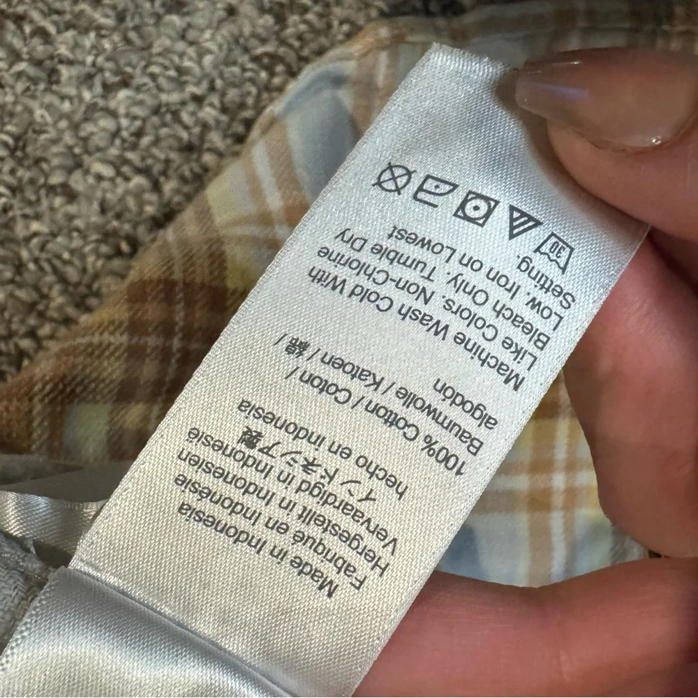 J. Crew Tan and Cream Checkered Shirt